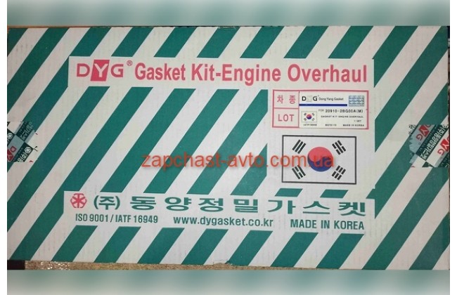 Комплект прокладок двигателя Hyundai Kia 1.4,1.6 G4FA DYG 20910-2BG00A